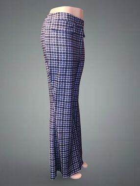Grey Blue Black White Plaid Flared Pants 4X no stretch Mod Punk Alternative 80s